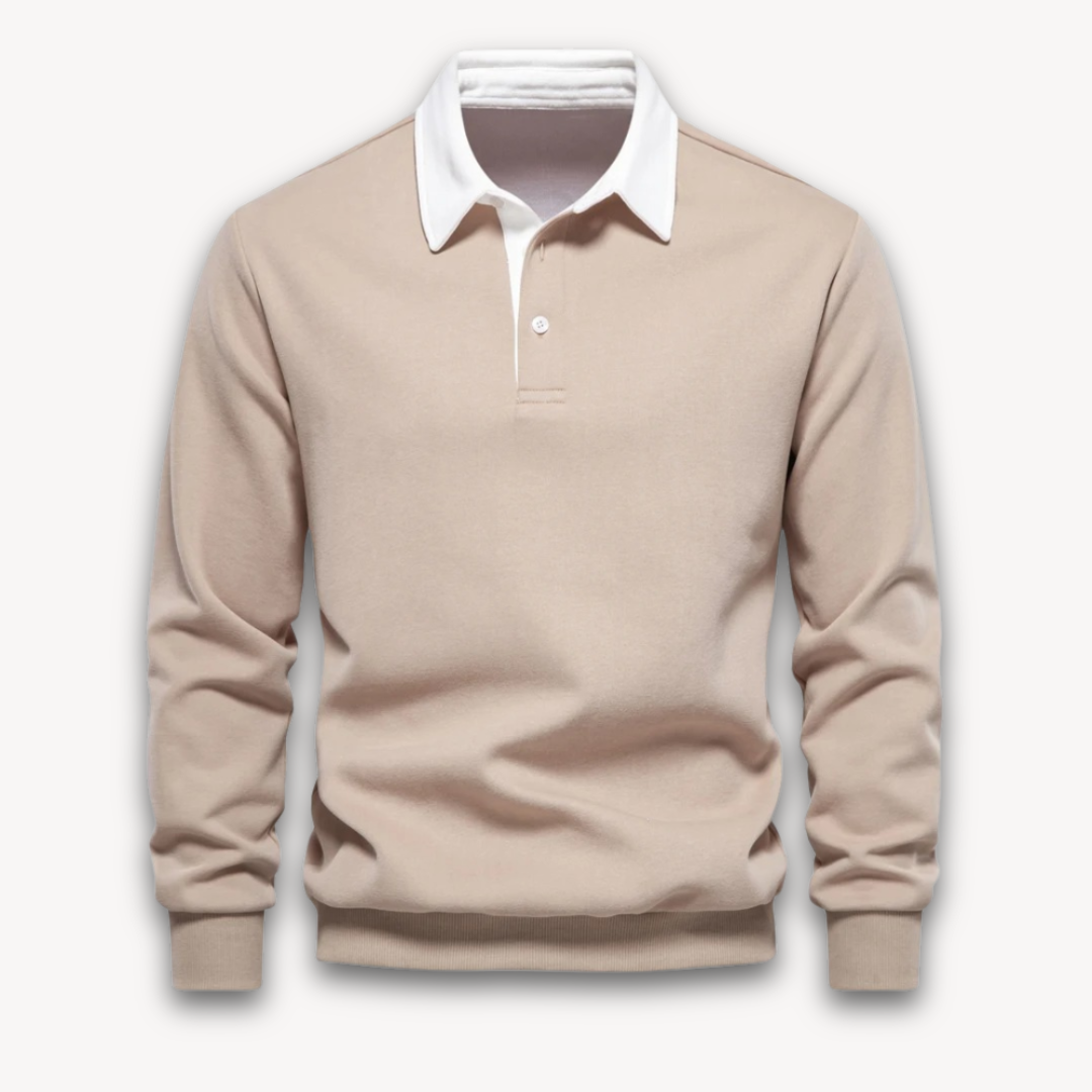 Loravelle | Langarm-Polopullover für Herren – 100 % Baumwolle – Freizeitkleidung 2