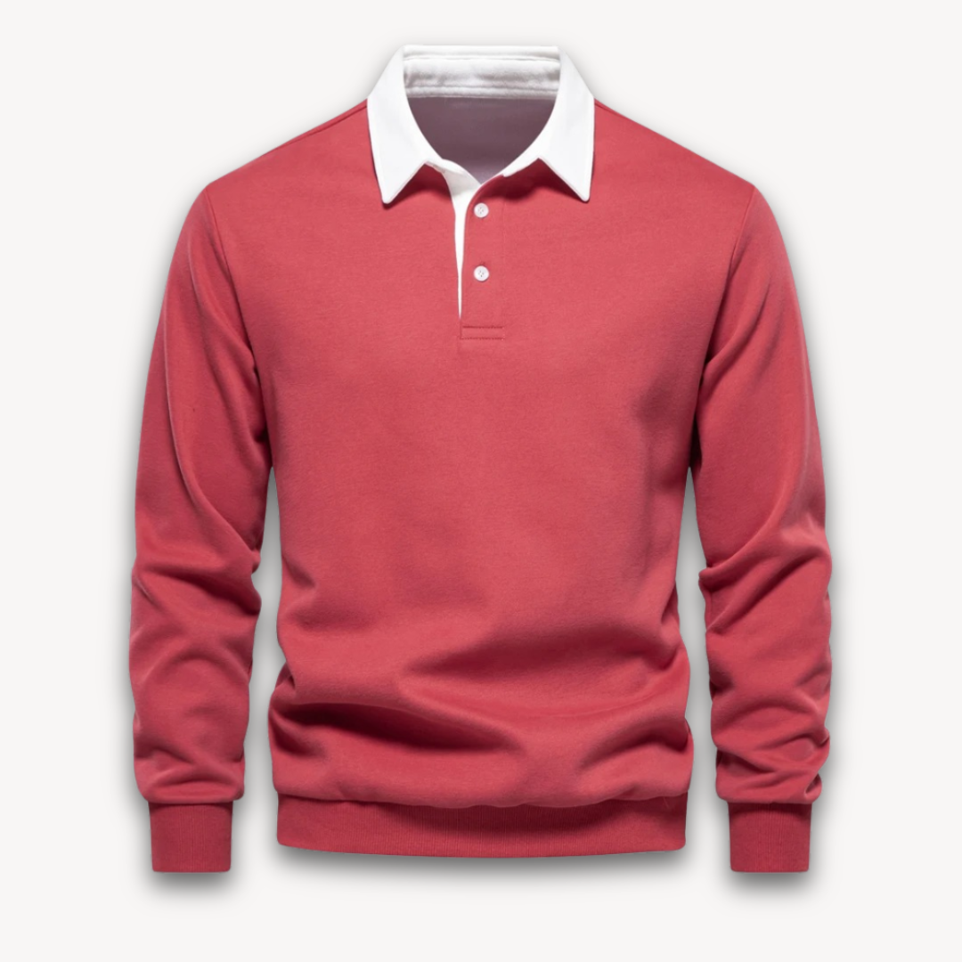 Loravelle | Langarm-Polopullover für Herren – 100 % Baumwolle – Freizeitkleidung 3