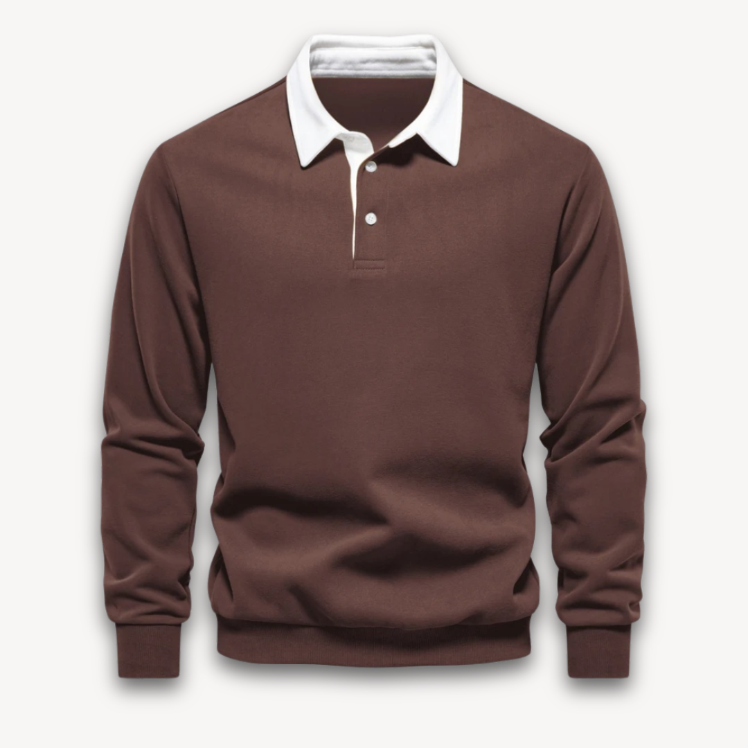 Loravelle | Langarm-Polopullover für Herren – 100 % Baumwolle – Freizeitkleidung 5