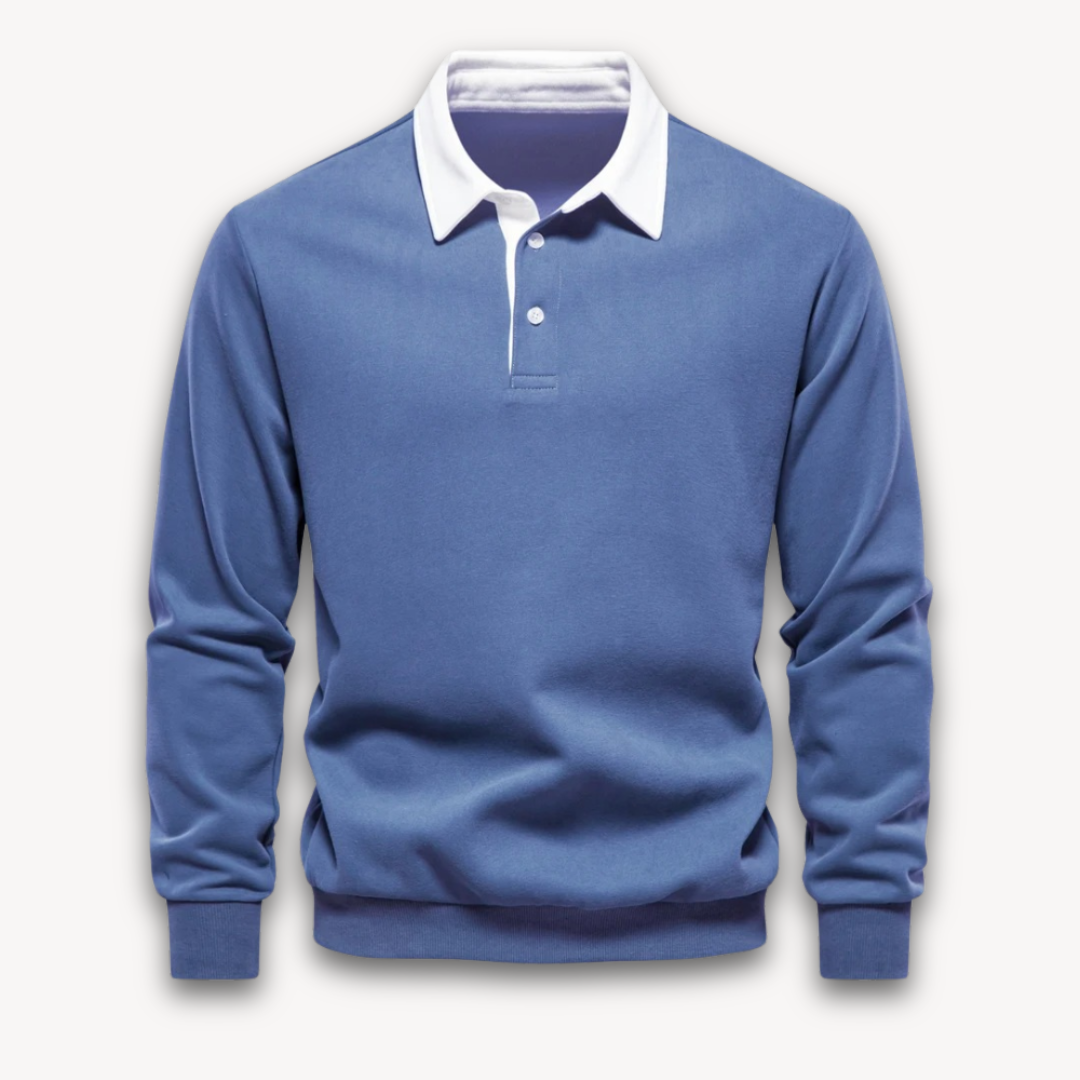 Loravelle | Langarm-Polopullover für Herren – 100 % Baumwolle – Freizeitkleidung 6