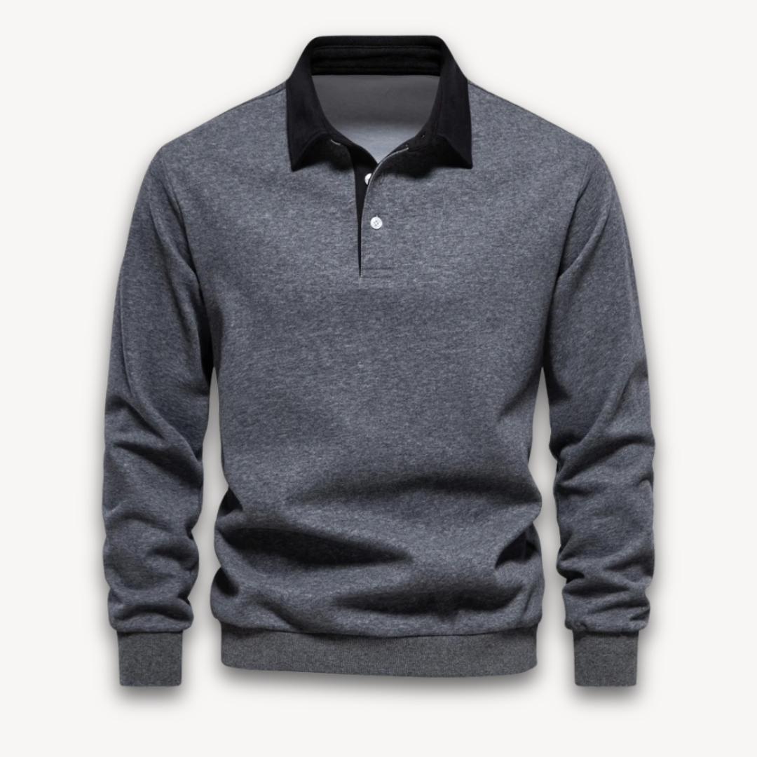 Loravelle | Langarm-Polopullover für Herren – 100 % Baumwolle – Freizeitkleidung 7