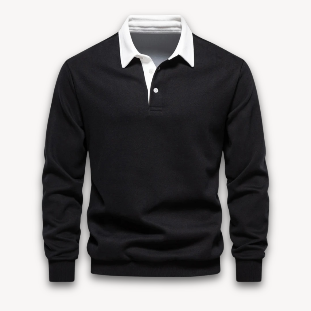 Loravelle | Langarm-Polopullover für Herren – 100 % Baumwolle – Freizeitkleidung 8