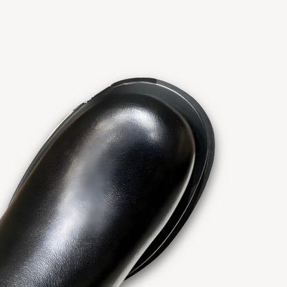 Loravelle | Schwarze Chelsea-Stiefel aus Leder für Damen – dicke Sohle, zum Hineinschlüpfen, strapazierfähig, stylisches Freizeitschuhwerk 7