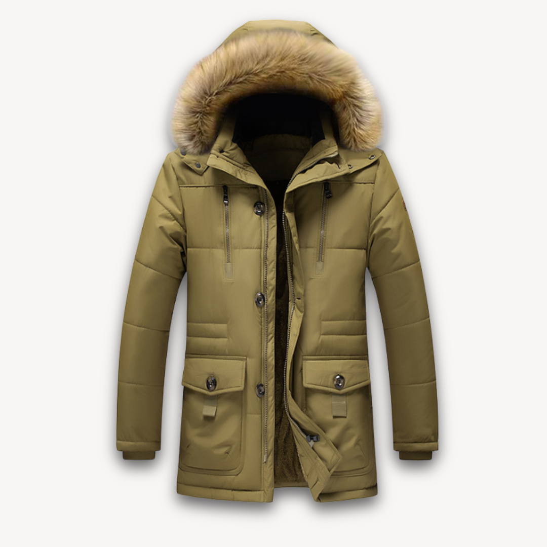 Loravelle | Wasserdichte Winterjacke für Herren – Kapuze aus Kunstpelz 0