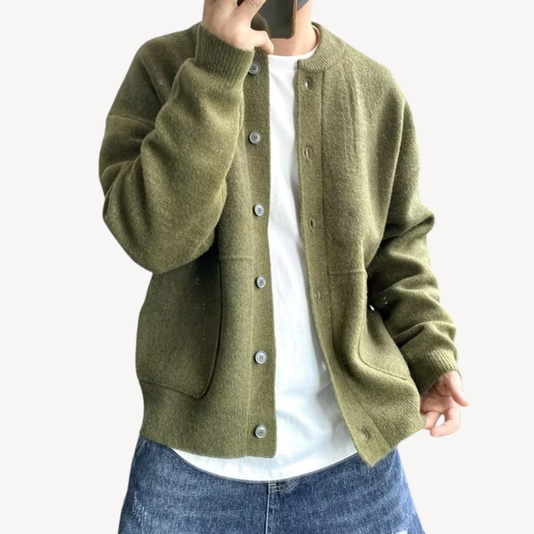 Loravelle | Woll-Cardigan mit Knopfleiste für Herren 0