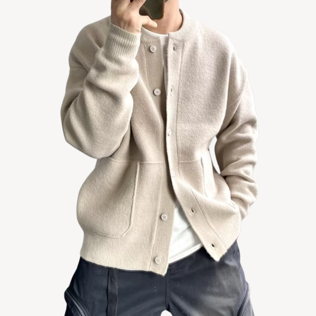 Loravelle | Woll-Cardigan mit Knopfleiste für Herren 3