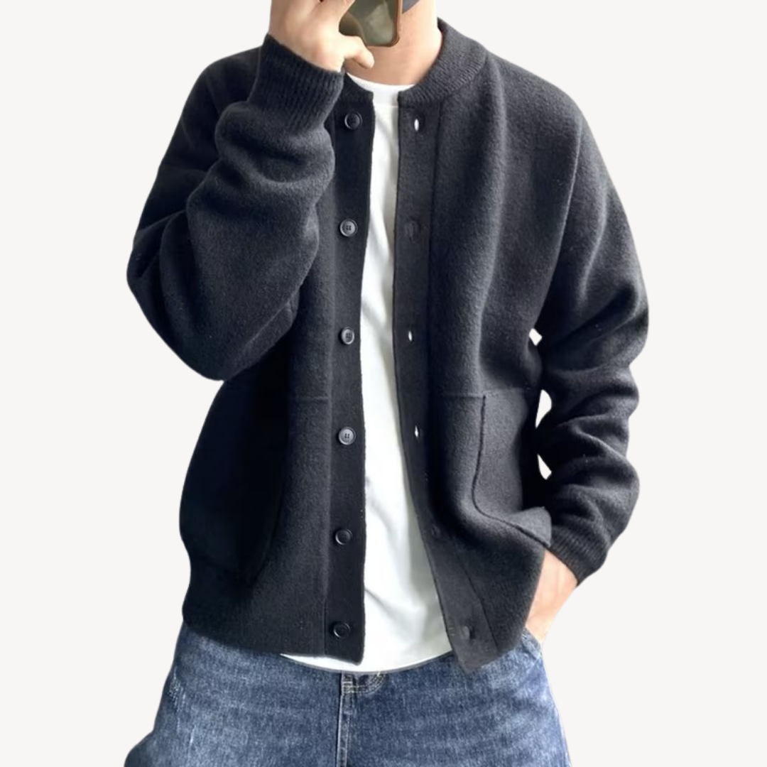 Loravelle | Woll-Cardigan mit Knopfleiste für Herren 4