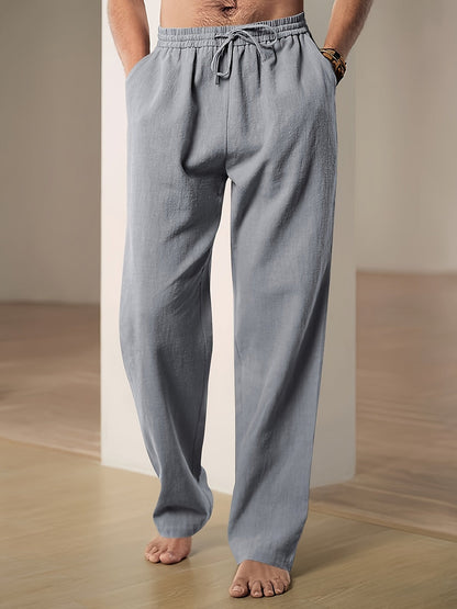 Lounge-Hose – Locker sitzende Freizeit-Hose mit Kordelzug für Herren-Grau-S-Chaps Herrenmode