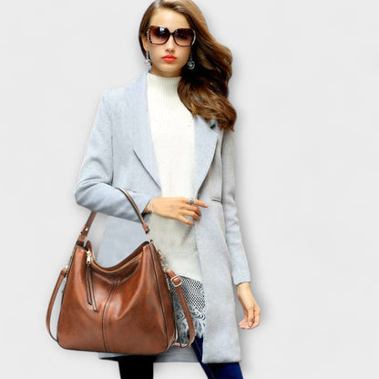 Damen Schultertasche Klassisch Elegant Leder