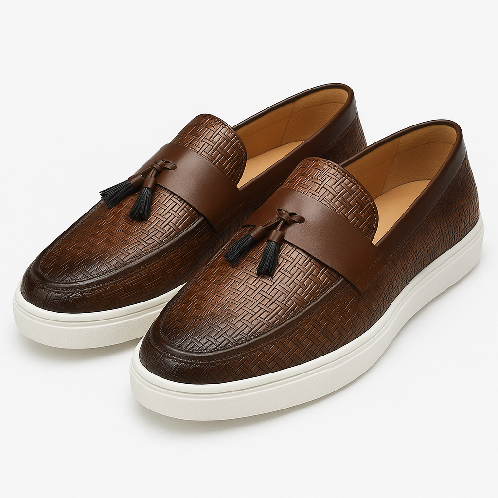 Luxeoutfit | Loafer mit Quaste aus geflochtenem Leder 0