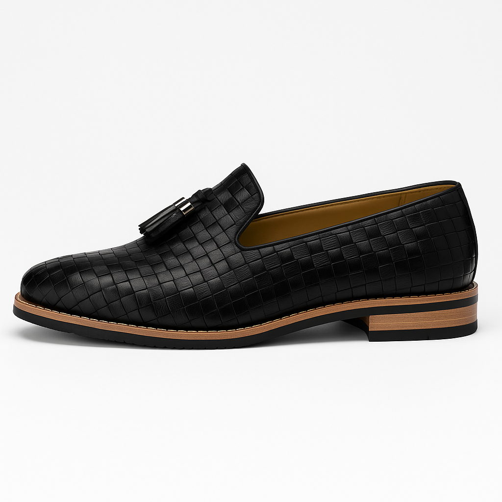 Luxeoutfit | Loafer mit Quaste aus geflochtenem Leder 1