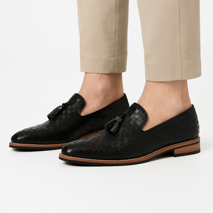 Luxeoutfit | Loafer mit Quaste aus geflochtenem Leder 2