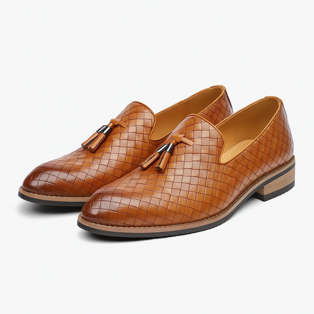 Luxeoutfit | Loafer mit Quaste aus geflochtenem Leder 3