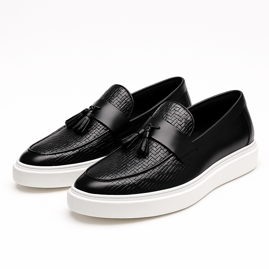 Luxeoutfit | Loafer mit Quaste aus geflochtenem Leder 3