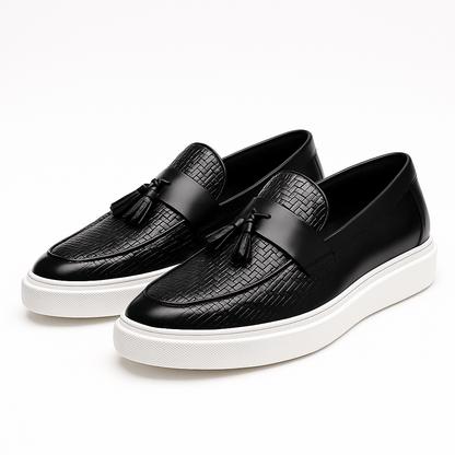 Luxeoutfit | Loafer mit Quaste aus geflochtenem Leder 3