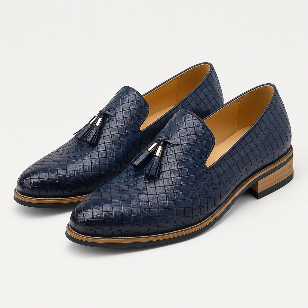 Luxeoutfit | Loafer mit Quaste aus geflochtenem Leder 4