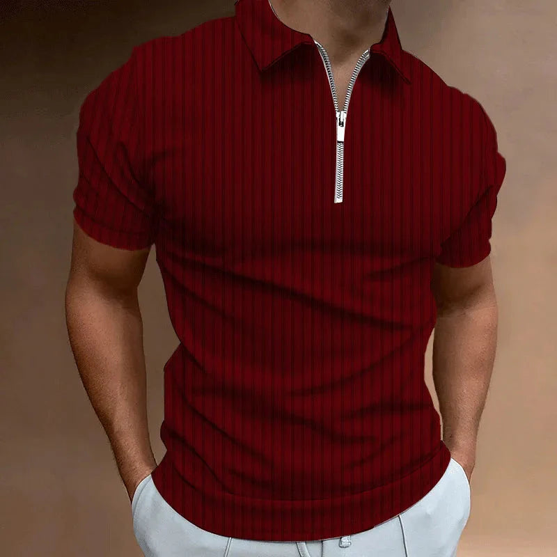 Herren Polo Reißverschluss Sommer Leicht Modern - BerlinGlamour