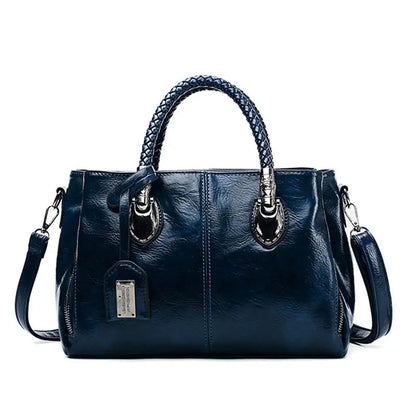 Edle Lederhandtasche Damen Elegant Schwarz