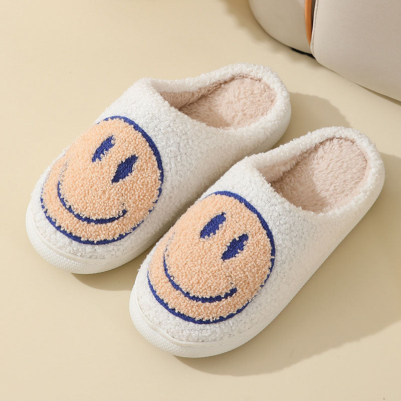 Weiche Pelzpantoffel Smiley Muster Warm