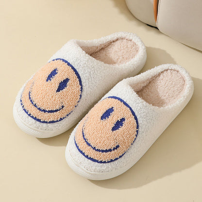 Weiche Pelzpantoffel Smiley Muster Warm