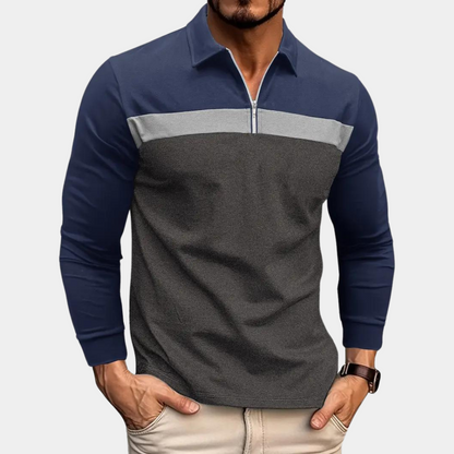 Herren Poloshirt Langarm Baumwolle Bequem