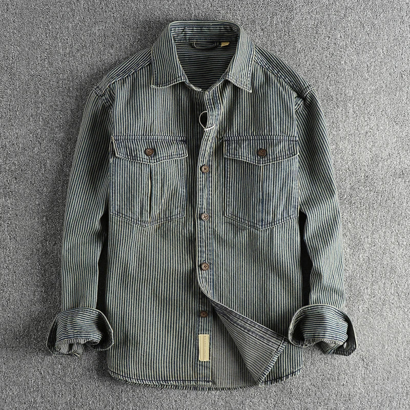 Herrenhemd Denim Vintage Classic Blau