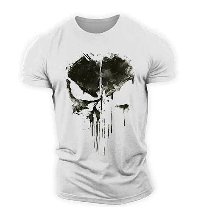 Herren T-Shirt Totenkopf Rundhals Schwarz