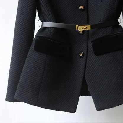 Klassischer Damen Wollmantel Elegant Lang