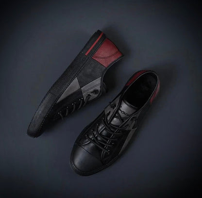 Herren Leder Sneaker Schwarz Elegantes Design