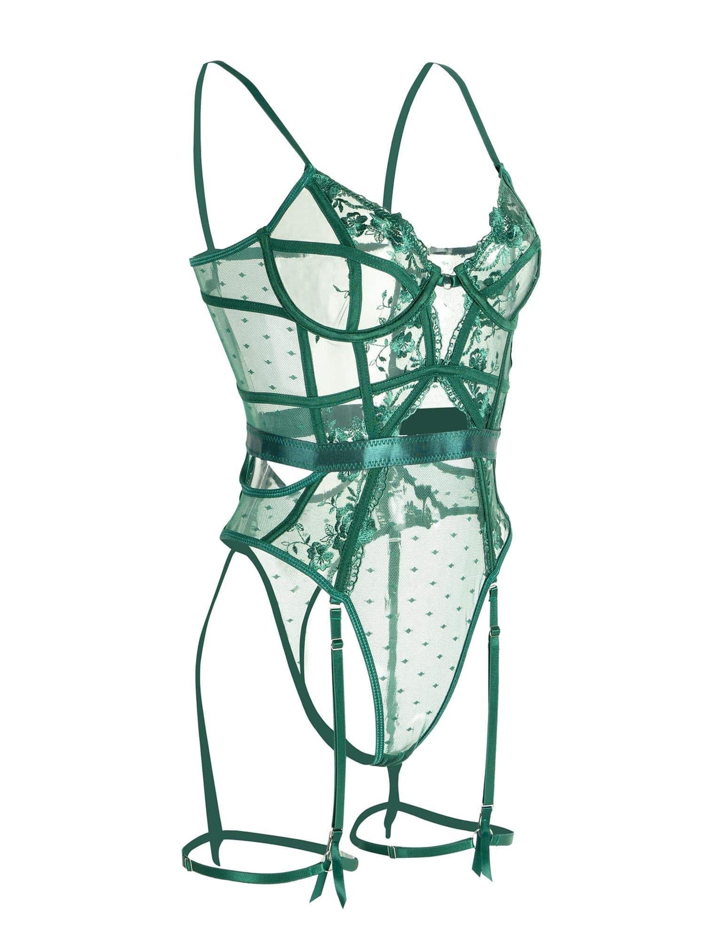 Elegant Dessous Set SpitzeStickerei mit Strumpfhalter