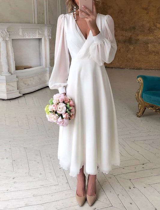Elegantes Hochzeitskleid Langarm Damen Brautkleid - BerlinGlamour