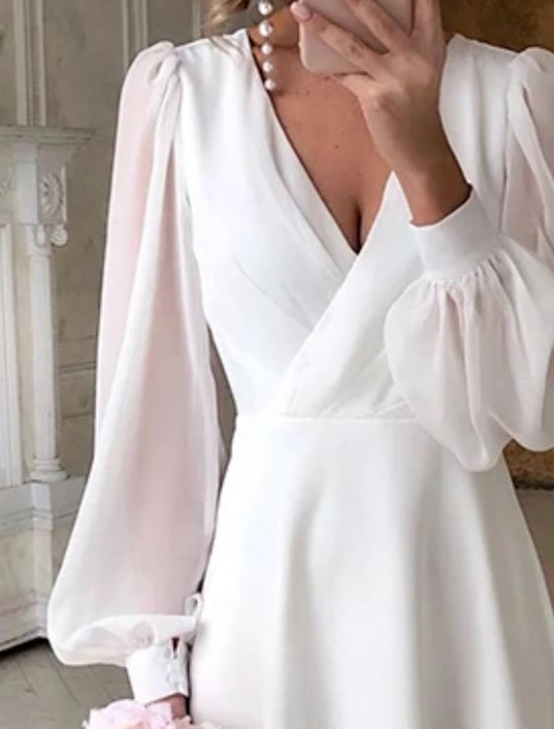 Elegantes Hochzeitskleid Langarm Damen Brautkleid