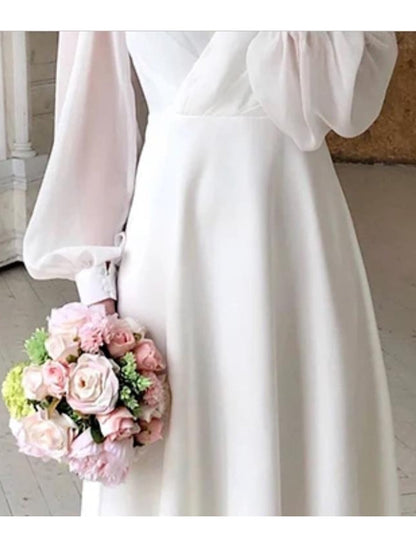 Elegantes Hochzeitskleid Langarm Damen Brautkleid