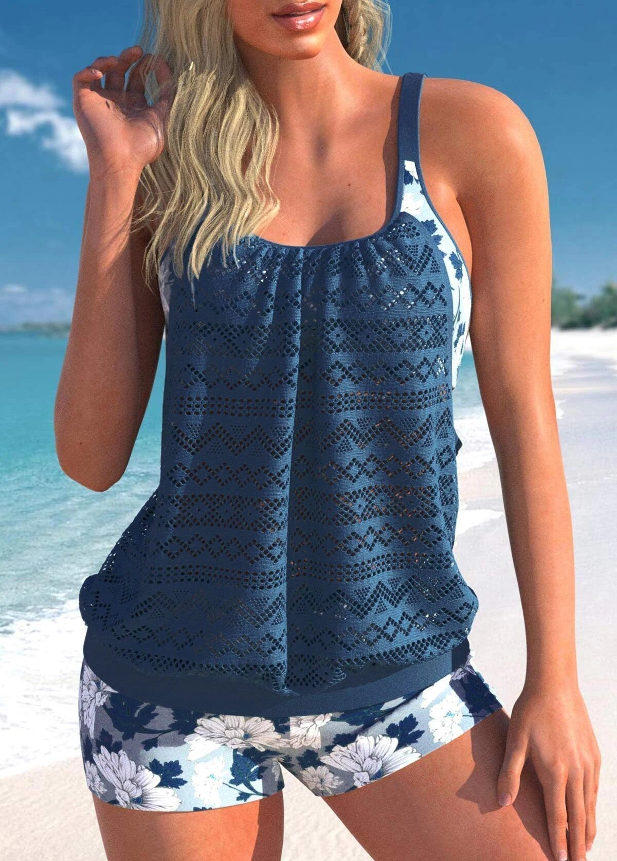 Stilvolle Badeanzug Tankini Set Damen