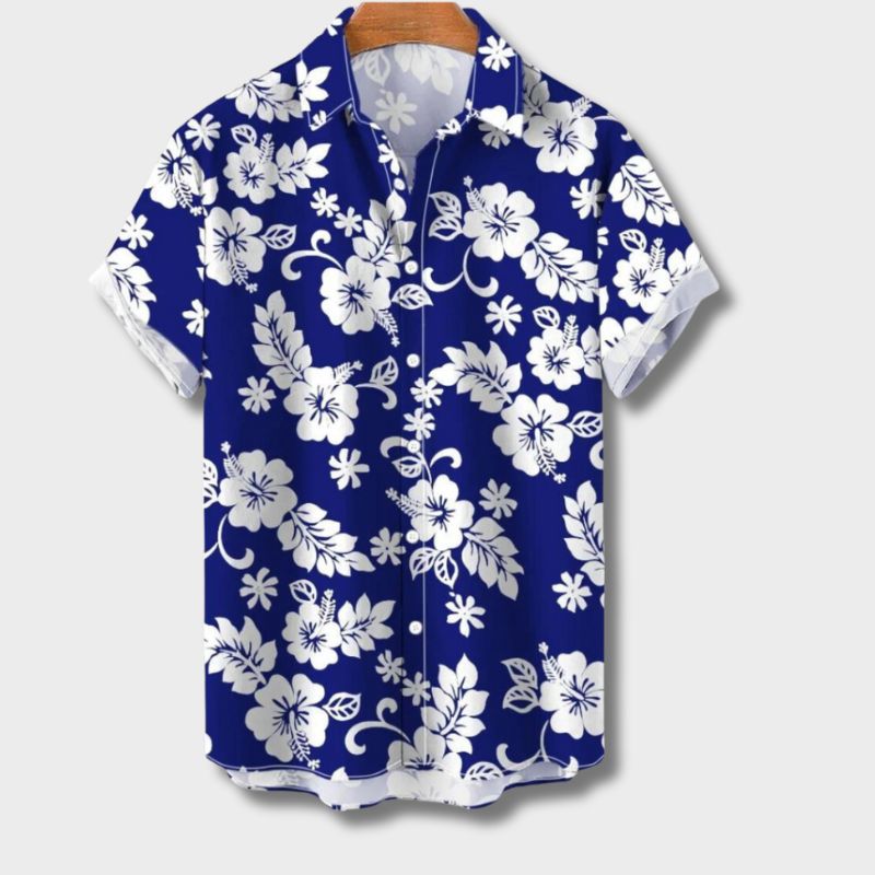 Hawaiihemd Kurzarm Flamenco Blumen Print Sommer - BerlinGlamour