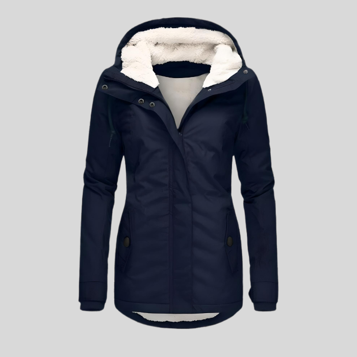 Wasserdichte Winterjacke Damen Lang Kapuze Fleece Warm - BerlinGlamour