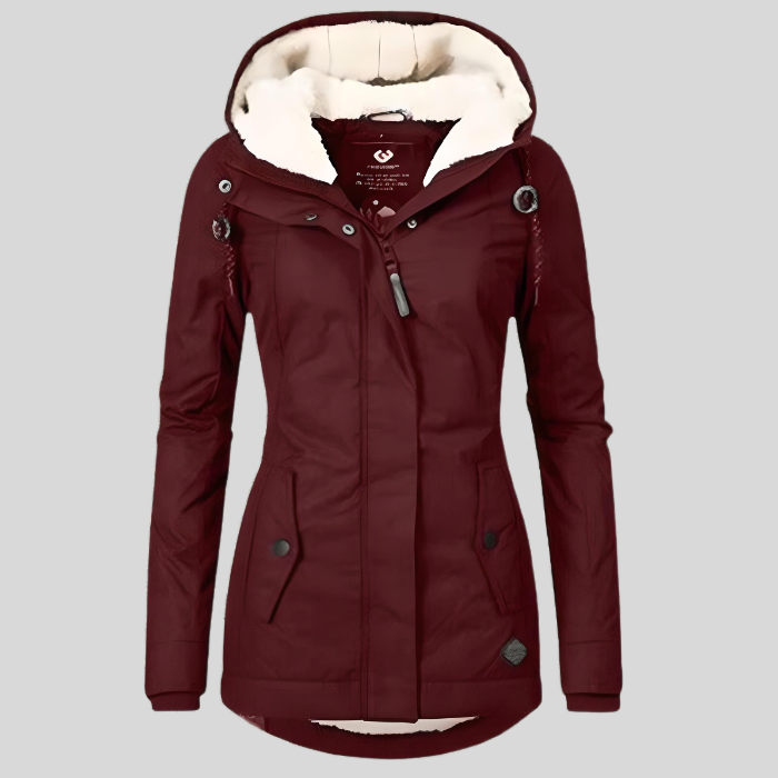 Wasserdichte Winterjacke Lange Damenjacke Warm Mit Kapuze