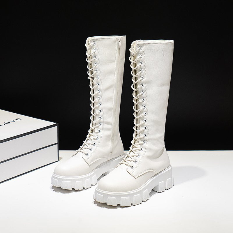 Damen Stiefel Kniehoch Kunstleder Schwarz Stilvoll - BerlinGlamour