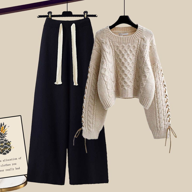 Damen Strickset Bequem Herbst Pullover Hose - BerlinGlamour
