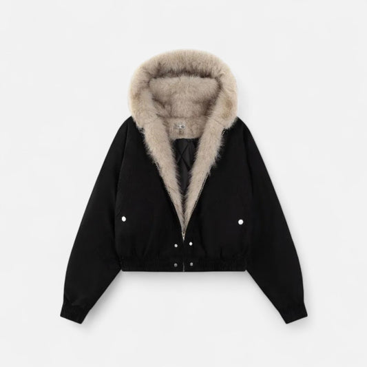 Maison Dresson | Damen Wintermantel mit Kapuze – Pelzkragen im Vintage-Stil 0