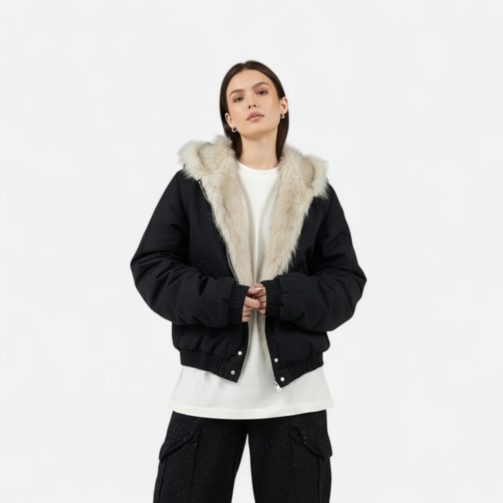 Maison Dresson | Damen Wintermantel mit Kapuze – Pelzkragen im Vintage-Stil 1