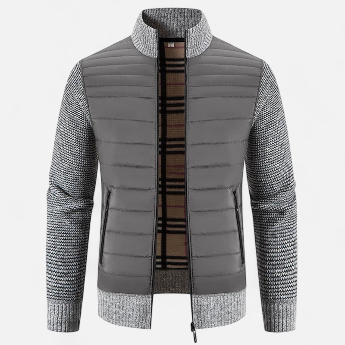 Maison Dresson | Fleece-Patchworkjacke mit Stehkragen für Herren 0