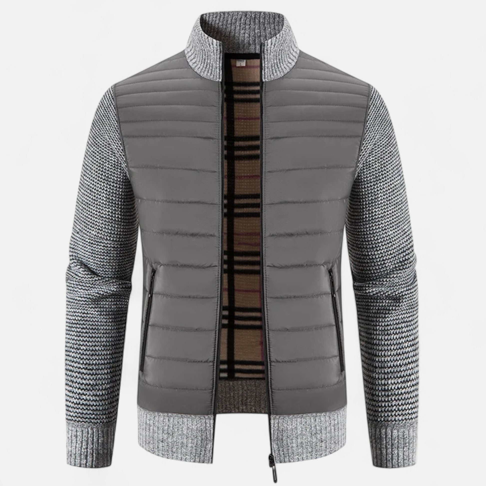 Maison Dresson | Fleece-Patchworkjacke mit Stehkragen für Herren 0
