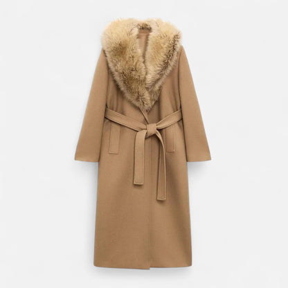 Maison Dresson | Maximantel aus echter Wolle für Damen – Eleganz mit Pelzrevers 0
