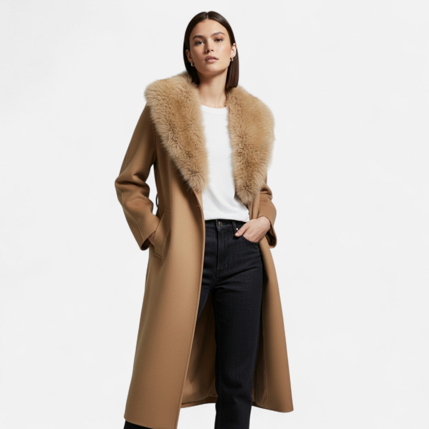 Maison Dresson | Maximantel aus echter Wolle für Damen – Eleganz mit Pelzrevers 1
