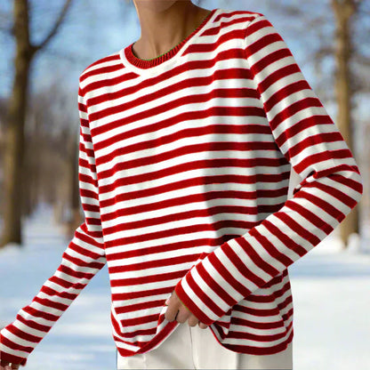 Damen Langarmshirt Lässig Gestreift Modern