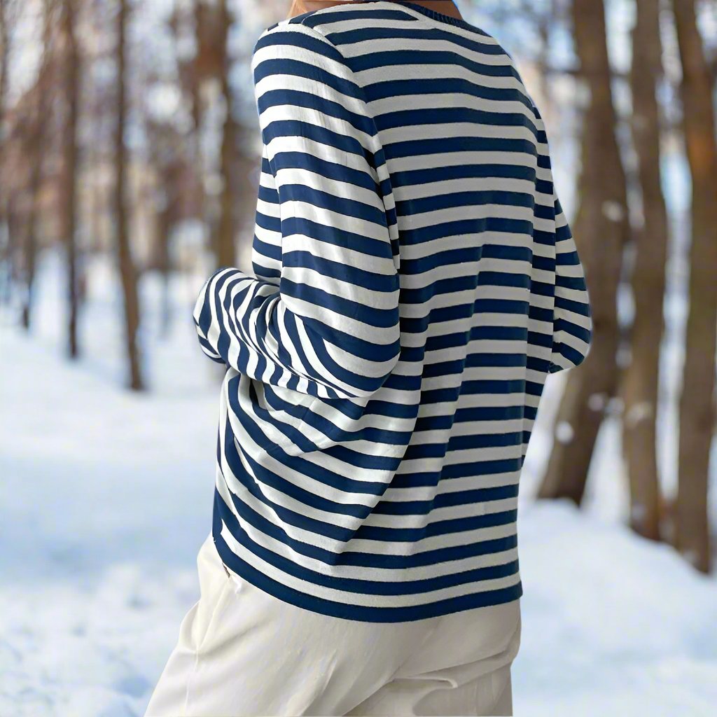 Damen Langarmshirt Lässig Gestreift Modern