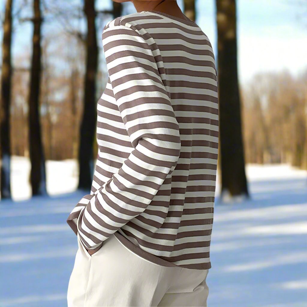 Damen Langarmshirt Lässig Gestreift Modern