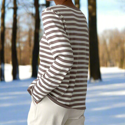 Damen Langarmshirt Lässig Gestreift Modern