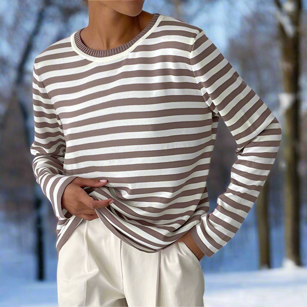 Damen Langarmshirt Lässig Gestreift Modern